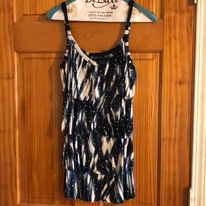 Brand new deep blue and white layered tank top